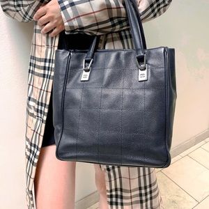 CHANEL Vintage chocolate bar leather tote